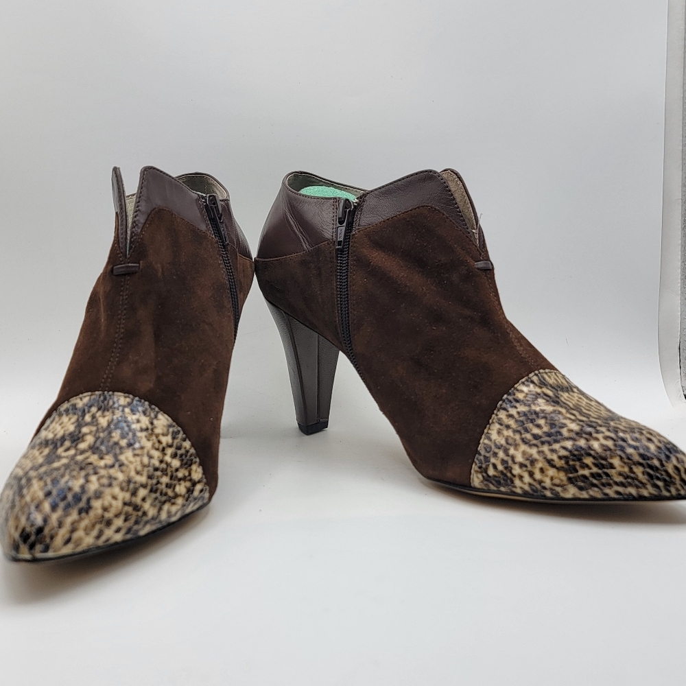 Bellini Brown‎ and Snakeskin Ankle Boots SIZE 12W  #1661